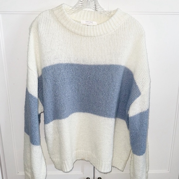 Lascana Venus Color Block Sweater Cream/Blue Stripe Sz Medium - Picture 2 of 13
